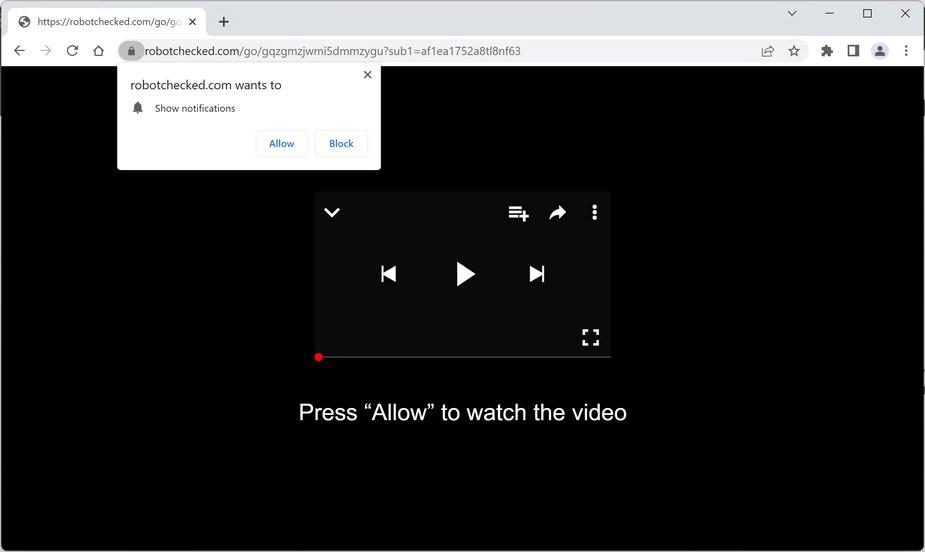 Image: Chrome browser is redirected to Robotchecked.com