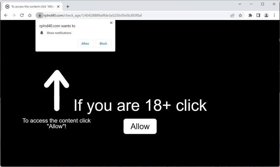 Image: Chrome browser is redirected to Rplnd40.com