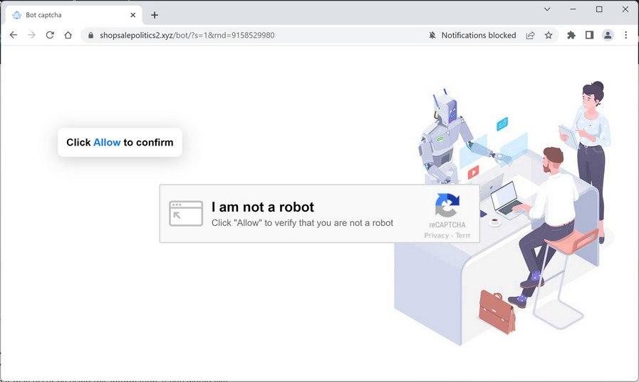Image: Chrome browser is redirected to Shopsalepolitics2.xyz