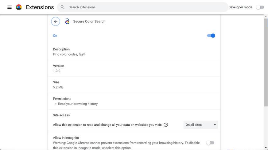 Image: Secure Color Search Chrome extension