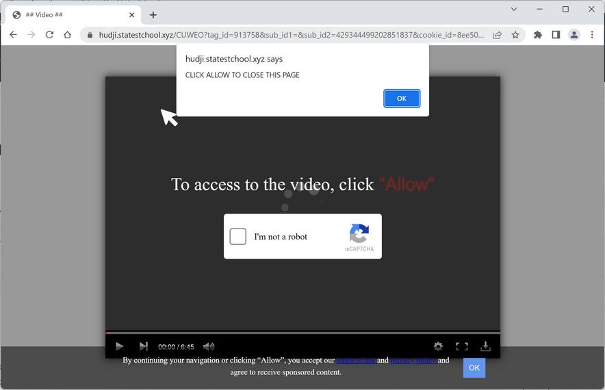 Image: Chrome browser is redirected to Statestchool.xyz