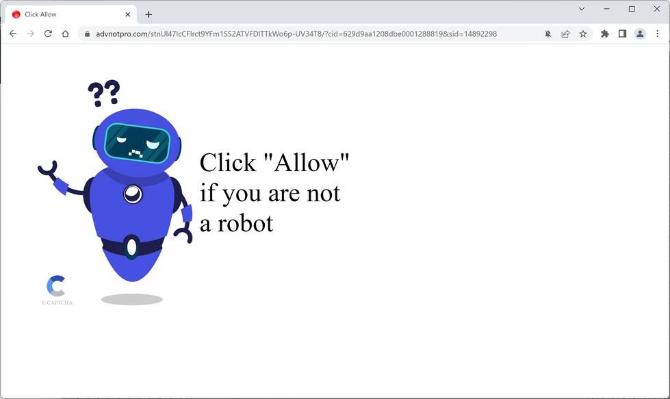 Image: Chrome browser is redirected to Advnotpro.com