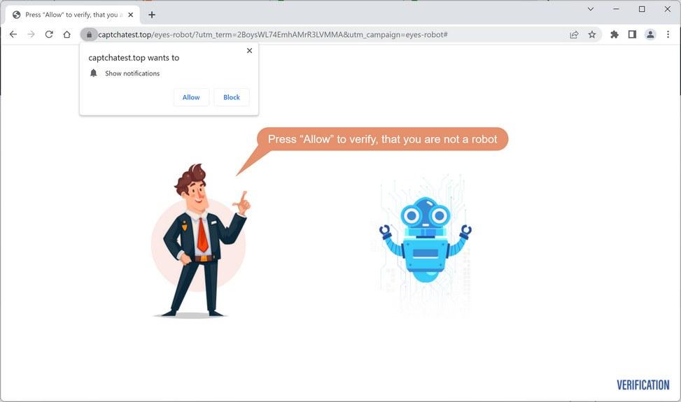 Image: Chrome browser is redirected to Captchatest.top