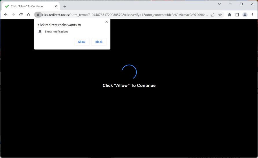 Image: Chrome browser is redirected to Click.redirect.rocks