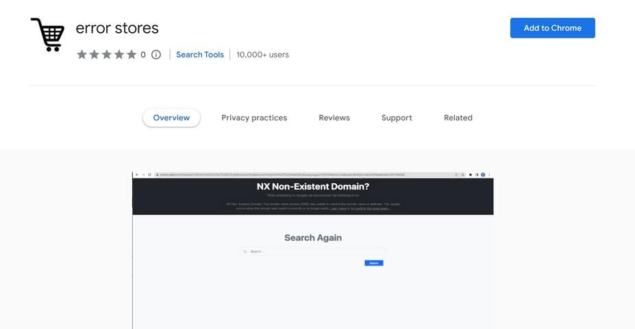 Image: Error Stores Chrome extension