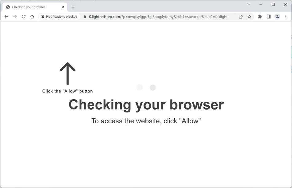 Image: Chrome browser is redirected to Lightredstep.com