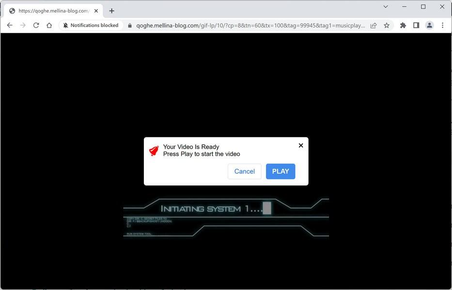 Image: Chrome browser is redirected to Mellina-blog.com