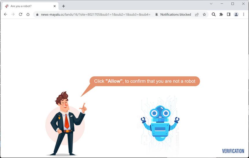 Image: Chrome browser is redirected to News-mayalu.cc