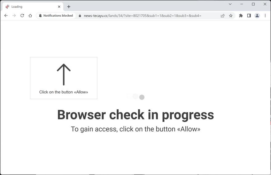 Image: Chrome browser is redirected to News-tecayu.cc