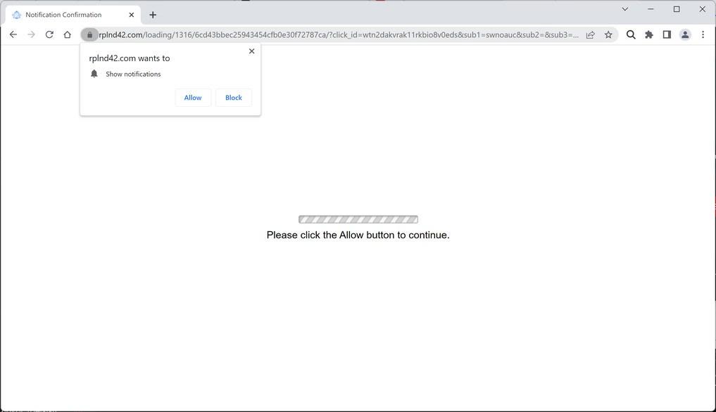 Image: Chrome browser is redirected to Rplnd42.com