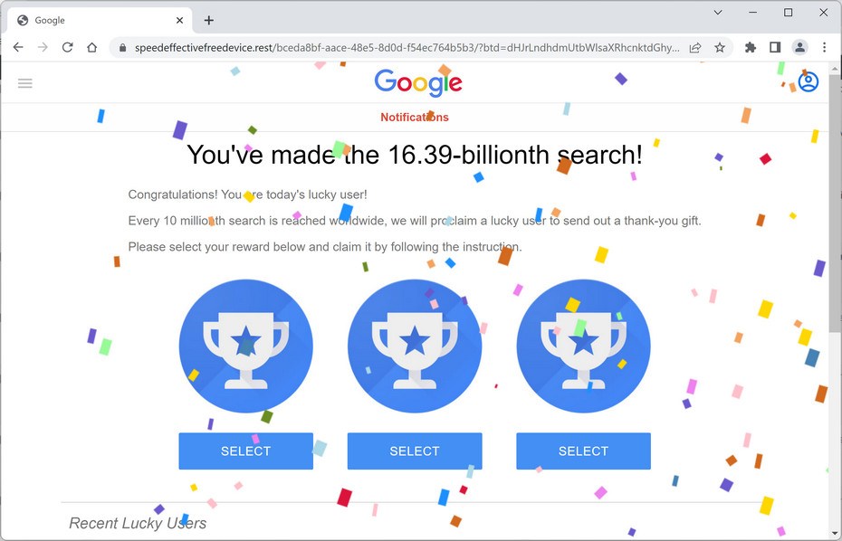 Image: Chrome browser is redirected to Speedeffectivefreedevice.rest