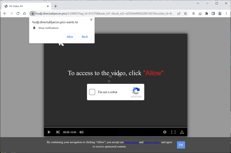 Image: Chrome browser is redirected to Directuklyecon.pics