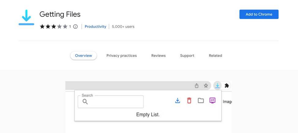 Image: Getting Files Chrome extension