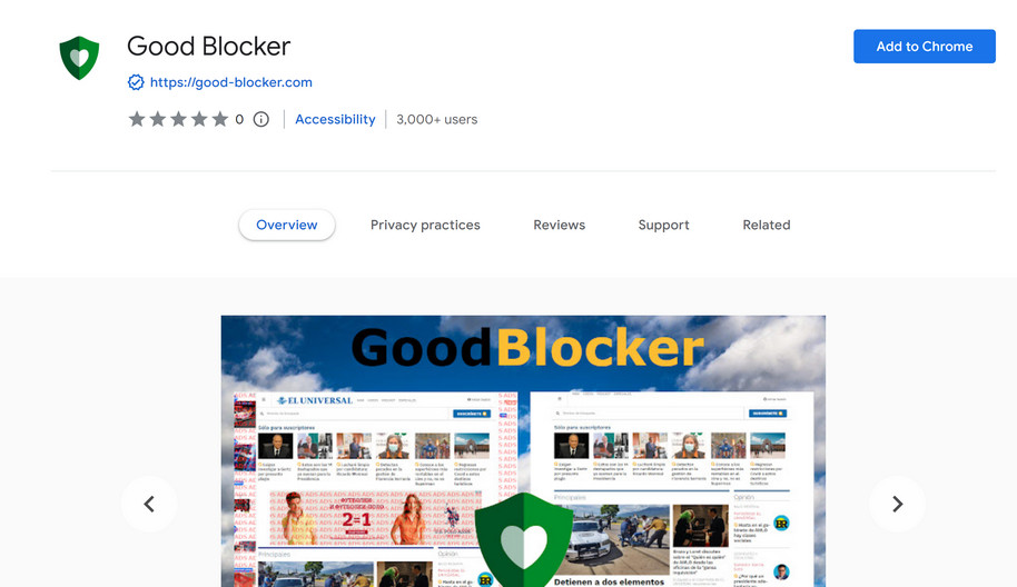 Image: Good Blocker Chrome extension