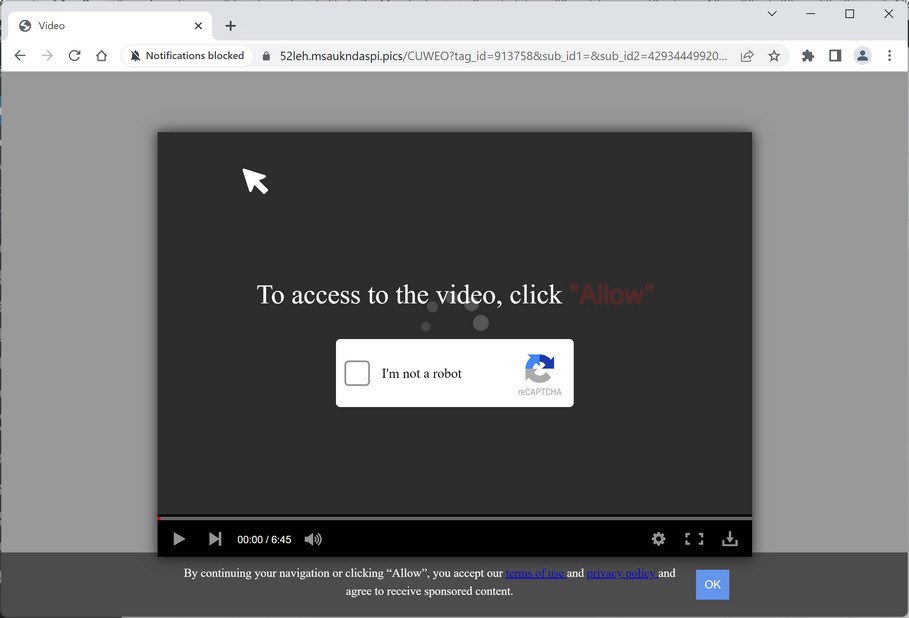 Image: Chrome browser is redirected to Msaukndaspi.pics