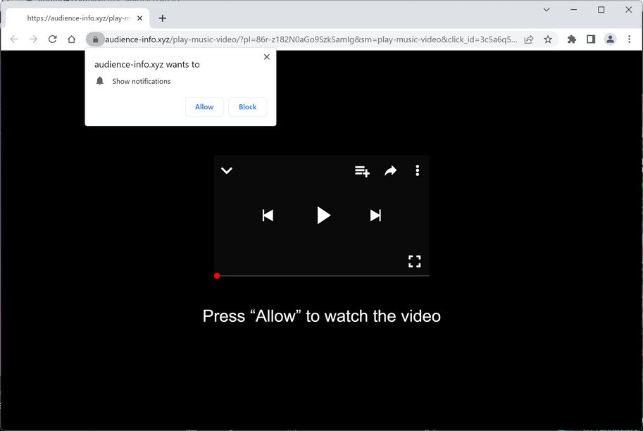 Image: Chrome browser is redirected to Audience-info.xyz