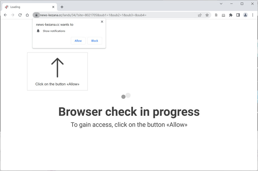 Image: Chrome browser is redirected to News-kezana.cc