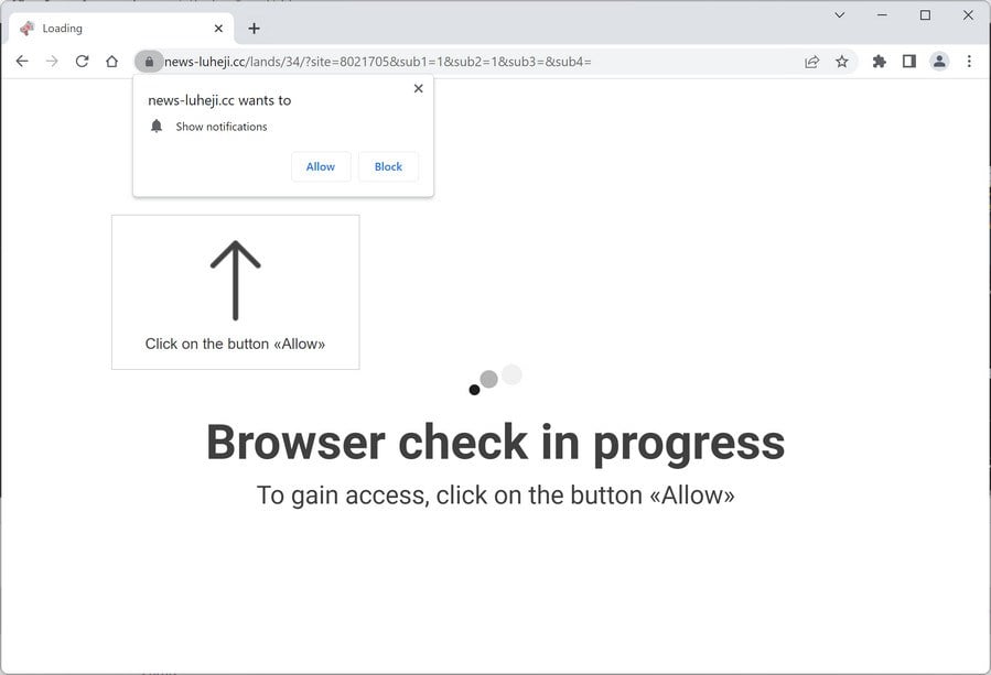 Image: Chrome browser is redirected to News-luheji.cc