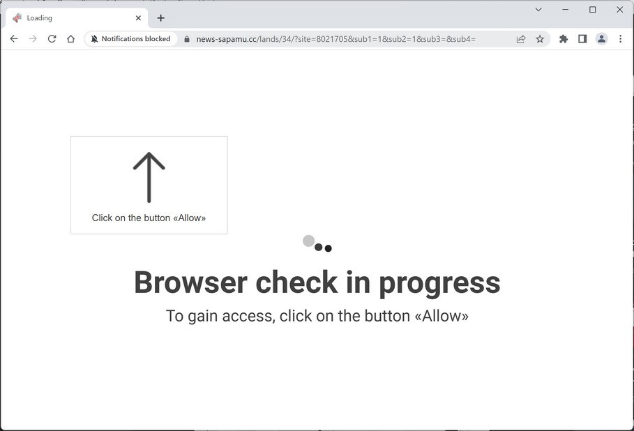 Image: Chrome browser is redirected to News-sapamu.cc