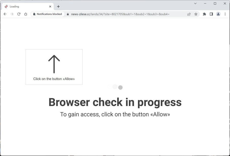 Image: Chrome browser is redirected to News-zilese.cc