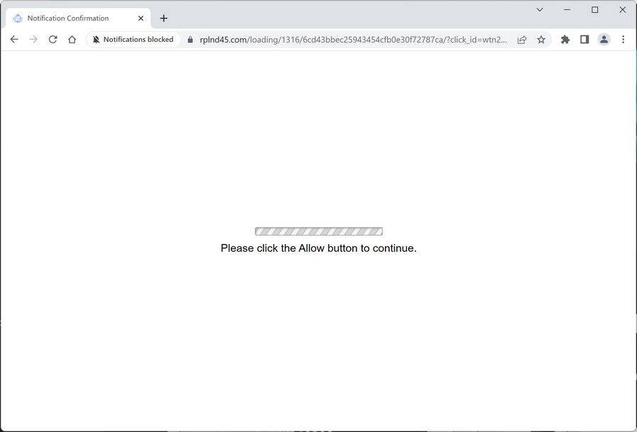 Image: Chrome browser is redirected to Rplnd45.com