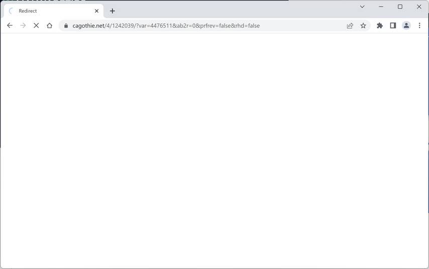 Image: Chrome browser is redirected to Cagothie.net