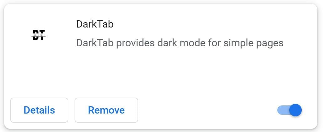 Image: DarkTab Chrome extension