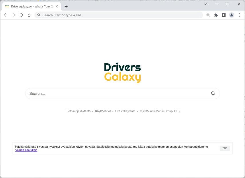 Image: Driversgalaxy.co browser redirect