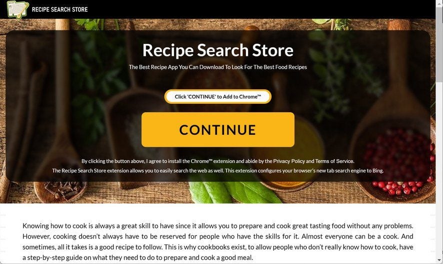 Image: Recipe Search Store new tab page