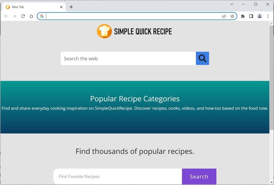 Image: Simple Quick Recipe new tab page