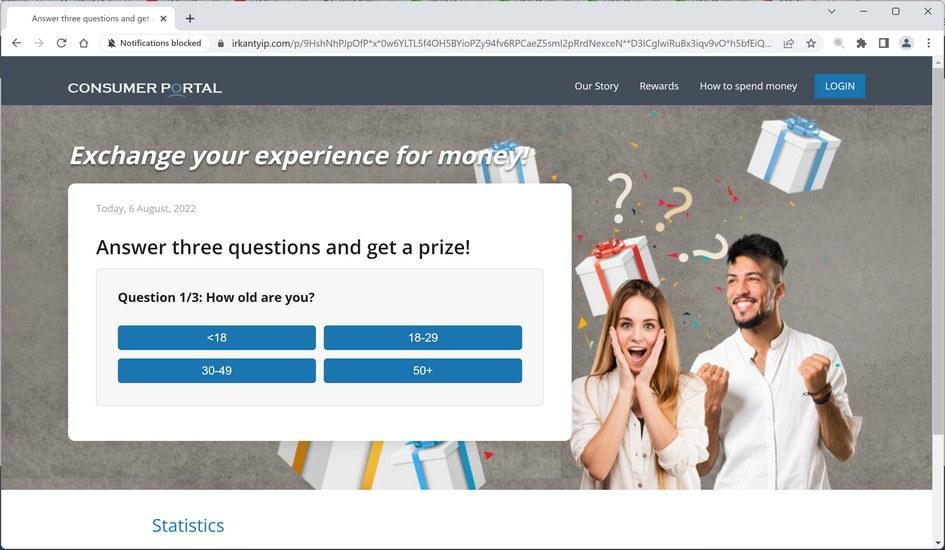 Image: Chrome browser is redirected to Irkantyip.com