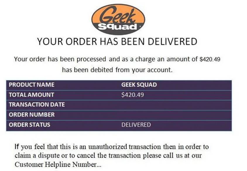 Geek Squad Email Scam 3