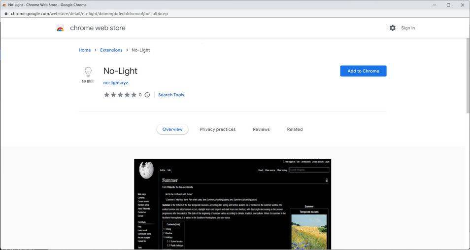 Image: No-Light Chrome extension