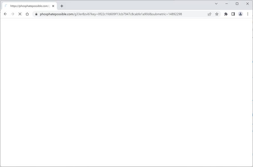 Image: Chrome browser is redirected to Phosphatepossible.com