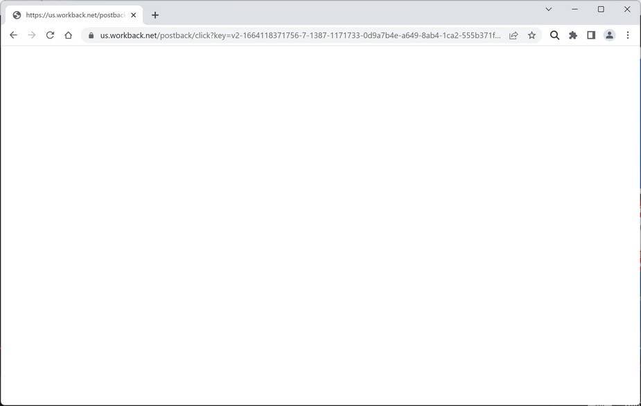 Image: Chrome browser is redirected to Us.workback.net