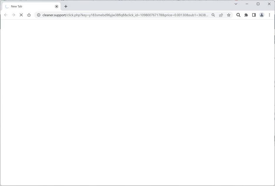 Image: Chrome browser is redirected to Cleaner.support