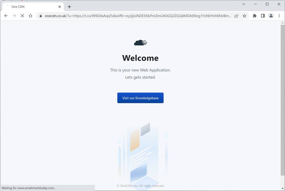 Image: Chrome browser is redirected to Onecdn.co.uk