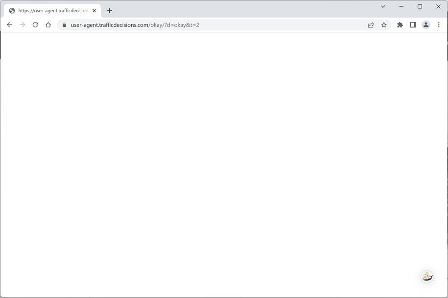 Image: Chrome browser is redirected to User-agent.trafficdecisions.com