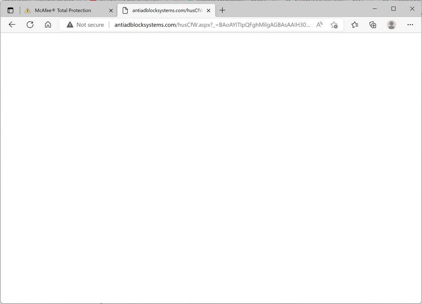 Image: Chrome browser is redirected to Antiadblocksystems.com
