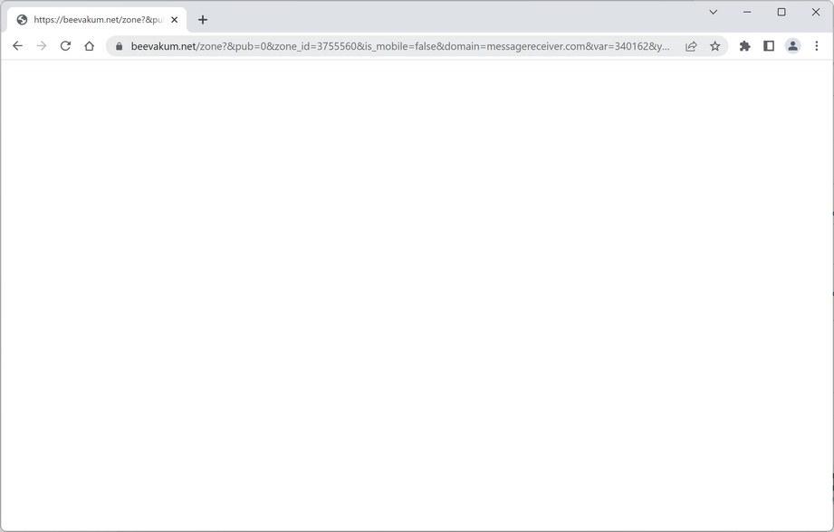 Image: Chrome browser is redirected to Beevakum.net