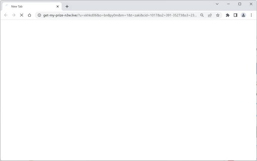 Image: Chrome browser is redirected to Get-my-prize-n3w.live