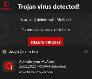 Remove ZeuS 2022 TROJAN Detected Fake Alerts Virus