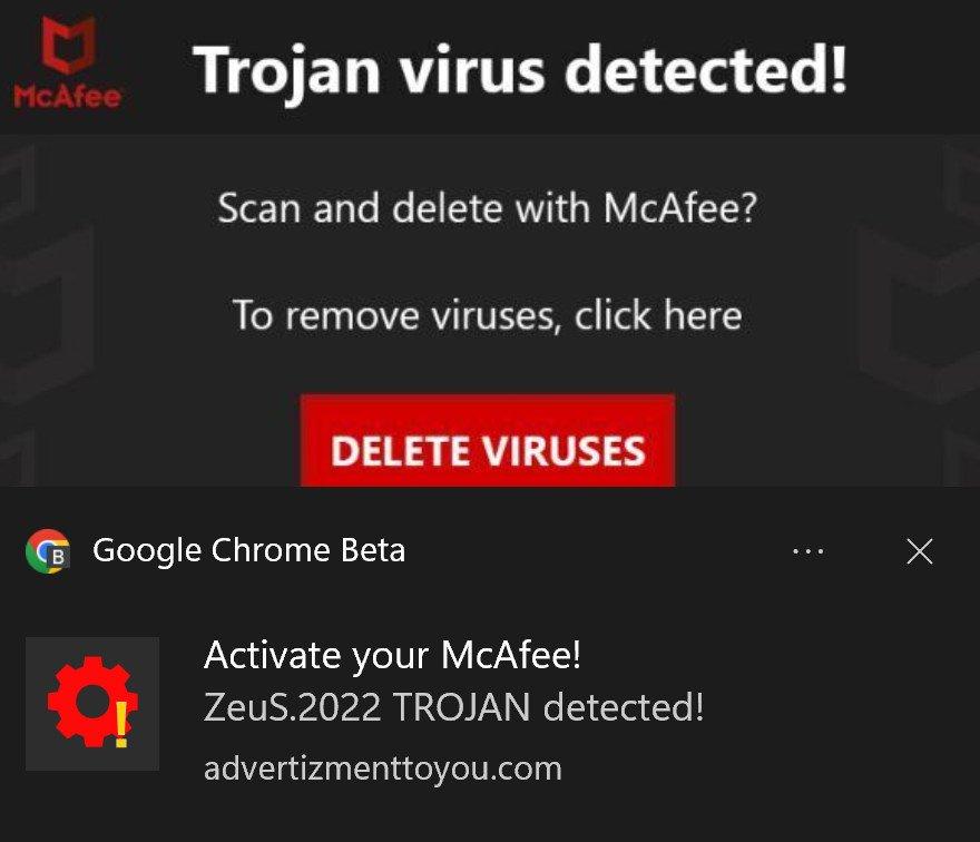 Image ZeuS.2022 Trojan Detected fake alert