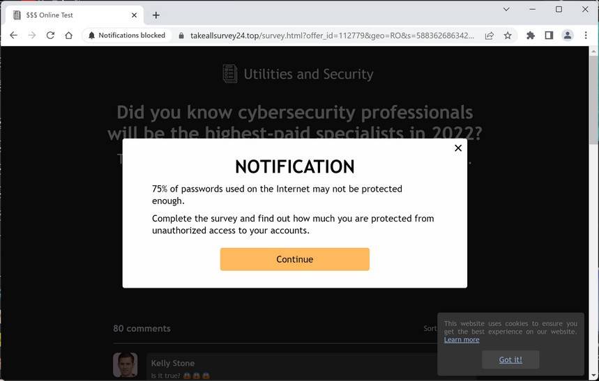 Image: Chrome browser is redirected to Takeallsurvey24.top