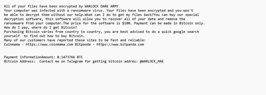 Image: WARLOCK DARK ARMY ransomware