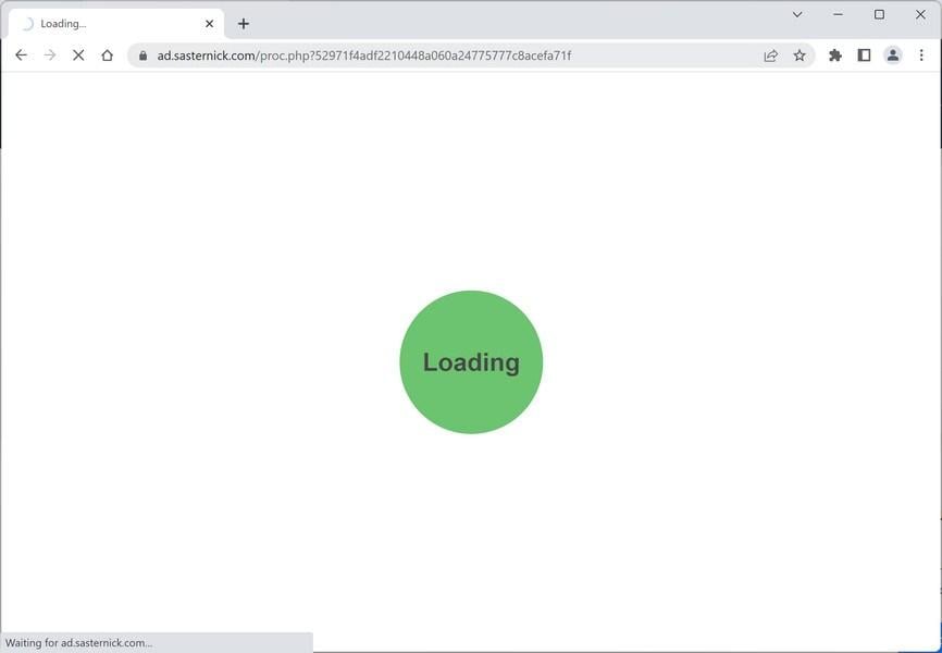 Image: Chrome browser is redirected to Ad.sasternick.com