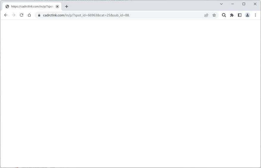 Image: Chrome browser is redirected to Cadrctlnk.com