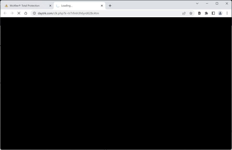 Image: Chrome browser is redirected to Daytrk.com