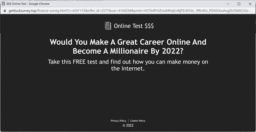Image: Chrome browser is redirected to Gettlucksurvey.top