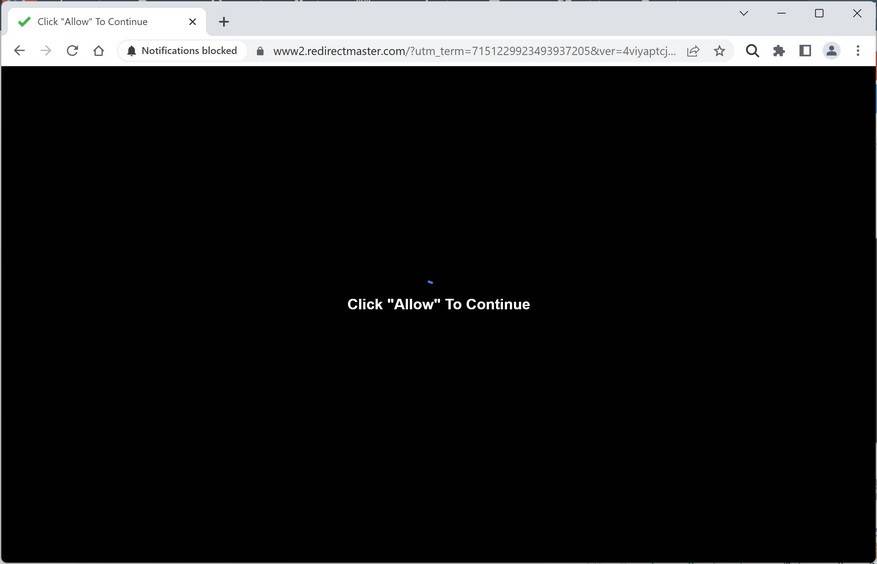 Image: Chrome browser is redirected to Redirectmaster.com